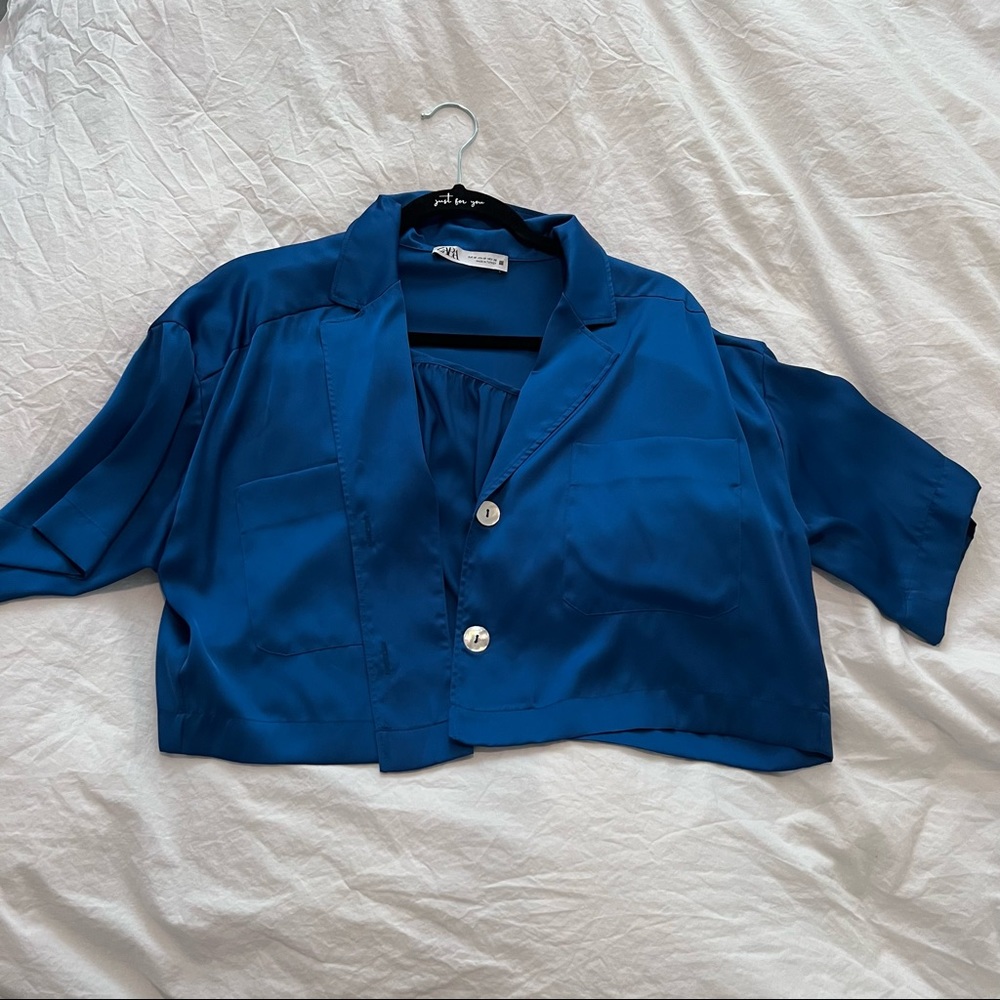 Zara cropped satin effect top